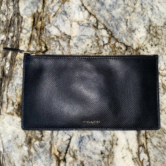 Coach Handbags - Coach Leather Black Zipper Clutch
